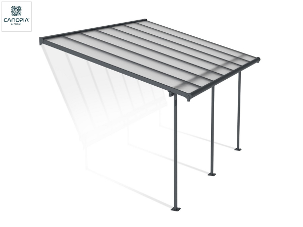 Palram-Canopia Terrassenüberdachung SIERRA 3x4.25 (299x434cm) grau 6mm HKP klar